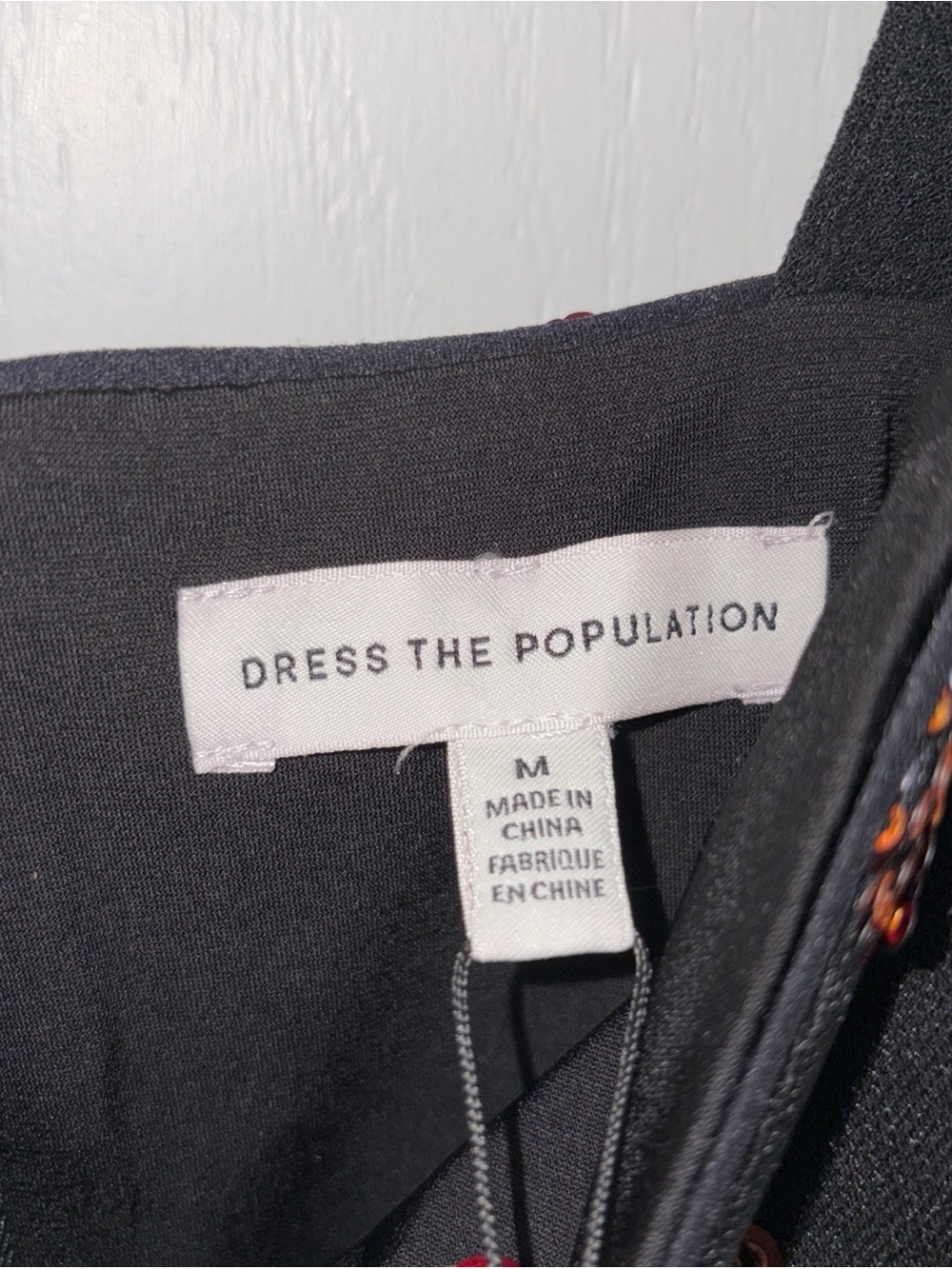 NWT Dress The Population Womens Black Floral Nicole Sequins Bodycon Dress Size M - Picture 5 of 7
